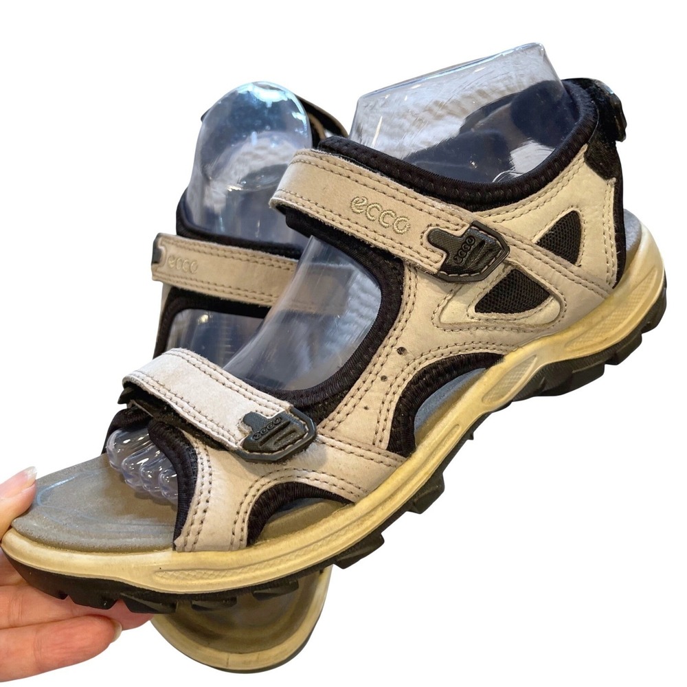 ECCO Yucatan Sport Sandals Womens 40 Cream Black Gorpcore Hiking Hiking Walking